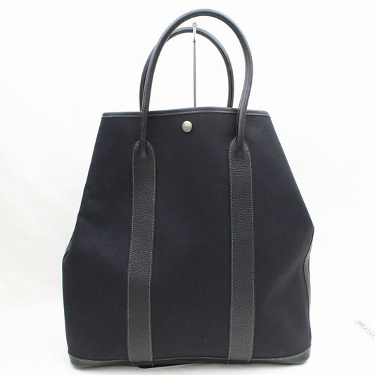 Indistinguishable  Hermes Tote Bag Garden File Black Canvas (SHC7-10051)