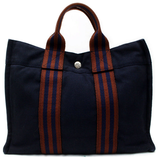 Indistinguishable  Hermes Tote Bag Sac Fool Toepm Navy Blue Canvas (SHC7-10987)