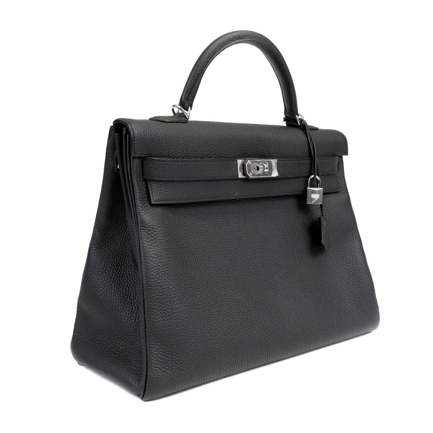 Hermes 40cm Black Togo Kelly w/ Palladium Hardware