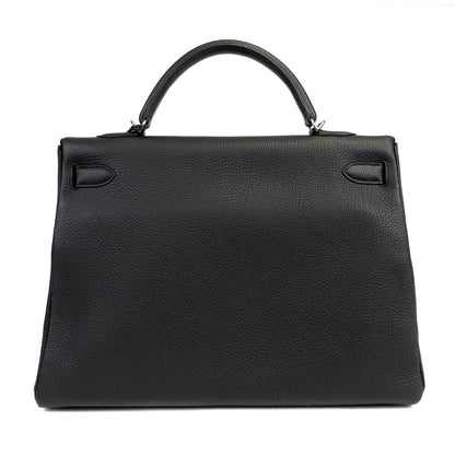 Hermes 40cm Black Togo Kelly w/ Palladium Hardware