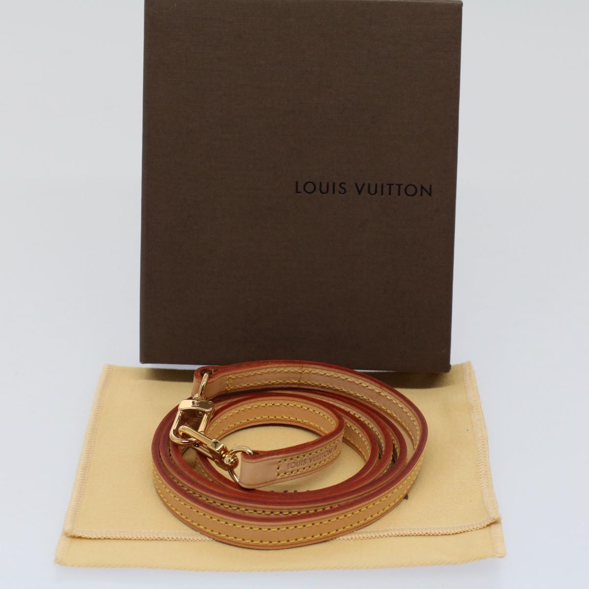 LOUIS VUITTON Shoulder Strap Leather 44.9"" Beige  52002