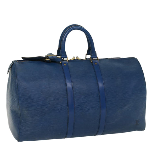 LOUIS VUITTON Epi Keepall 45 Boston Bag Blue M42975  52418