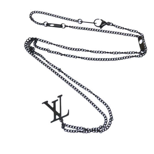 LOUIS VUITTON Adjustable Collier LV Upside Down Necklace Black M62683 Auth 52449