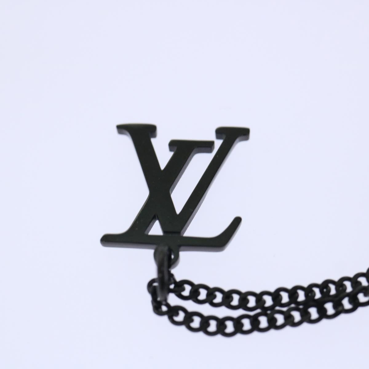 LOUIS VUITTON Adjustable Collier LV Upside Down Necklace Black M62683 Auth 52449