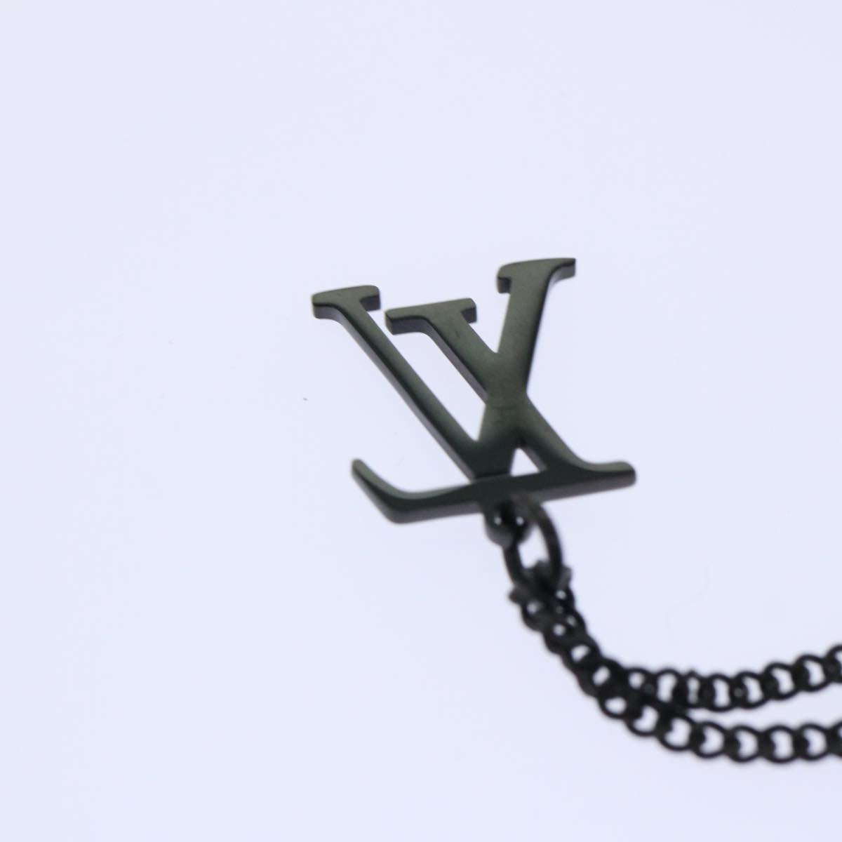 LOUIS VUITTON Adjustable Collier LV Upside Down Necklace Black M62683 Auth 52449