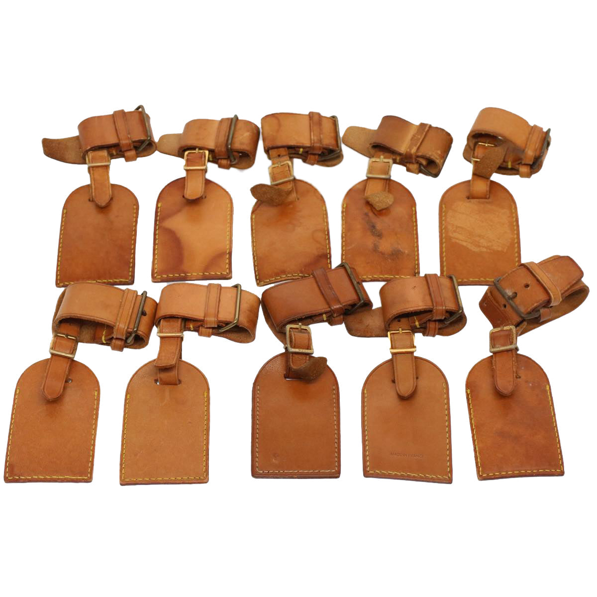 LOUIS VUITTON Powanie Name Tag Leather 10set Beige  52546