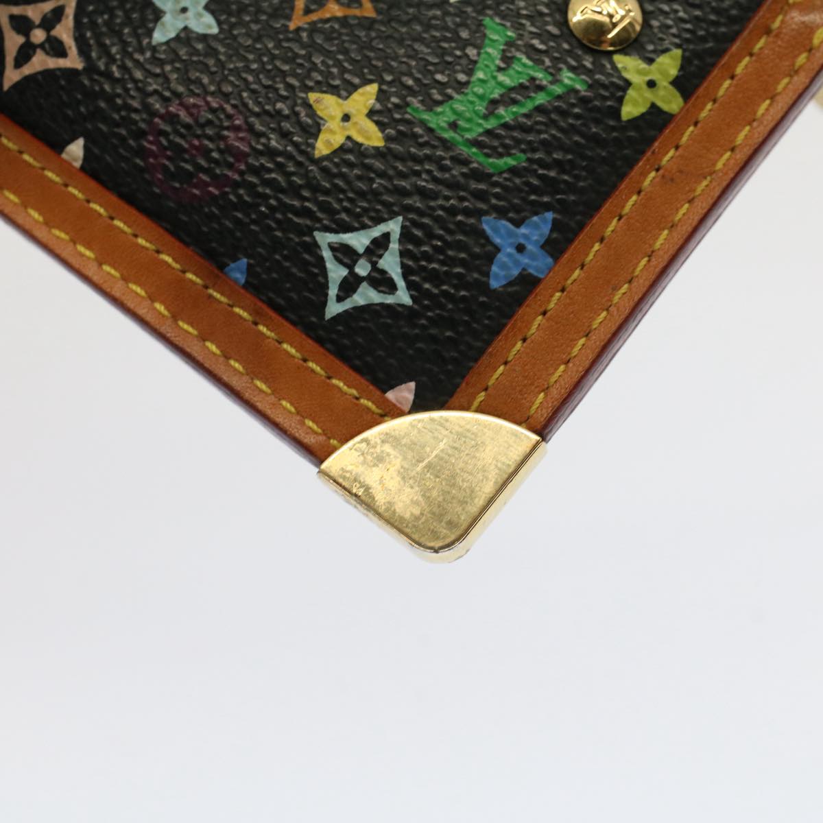 LOUIS VUITTON Monogram Multicolor Pochette Cles Purse Black M92654 Auth 52618