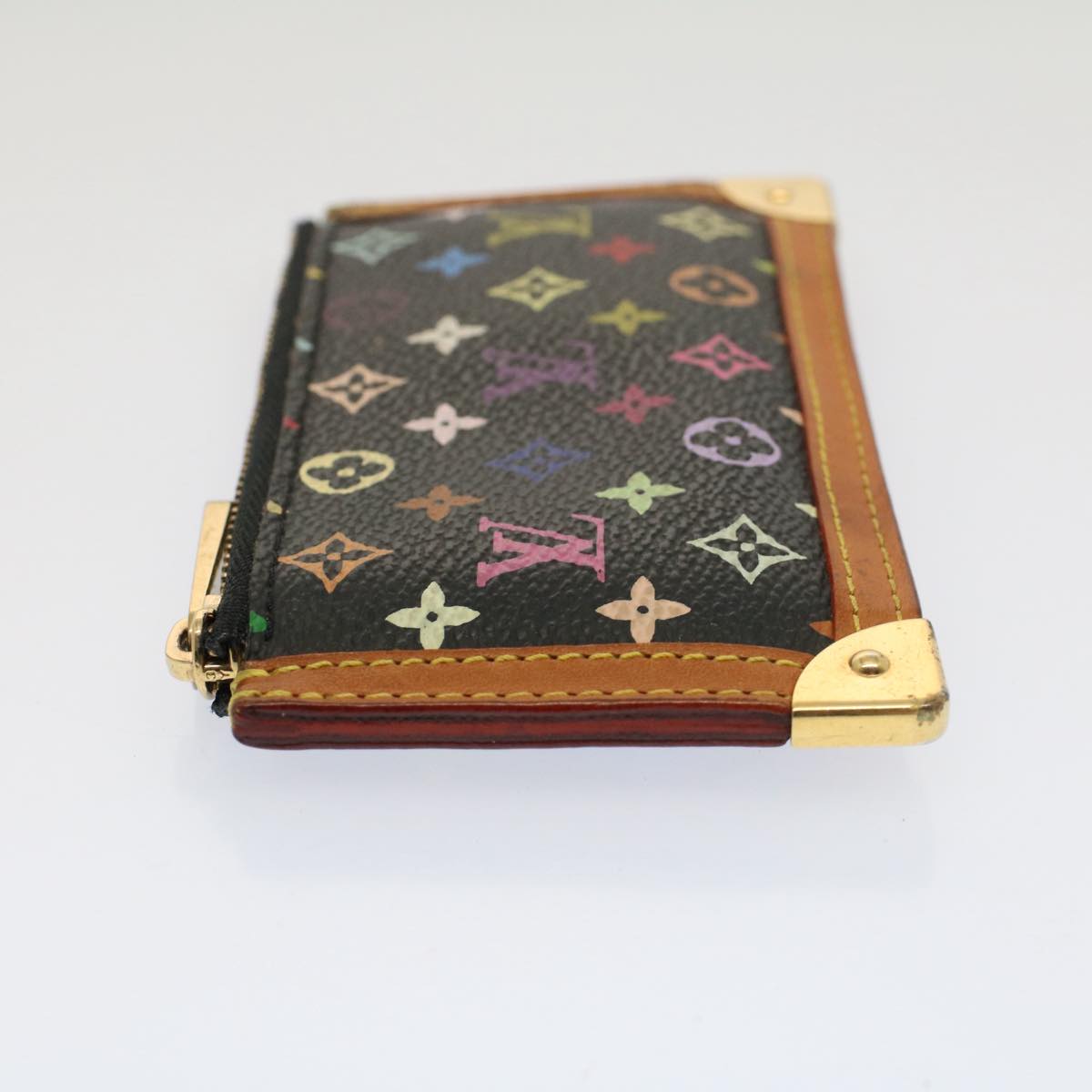 LOUIS VUITTON Monogram Multicolor Pochette Cles Purse Black M92654 Auth 52618