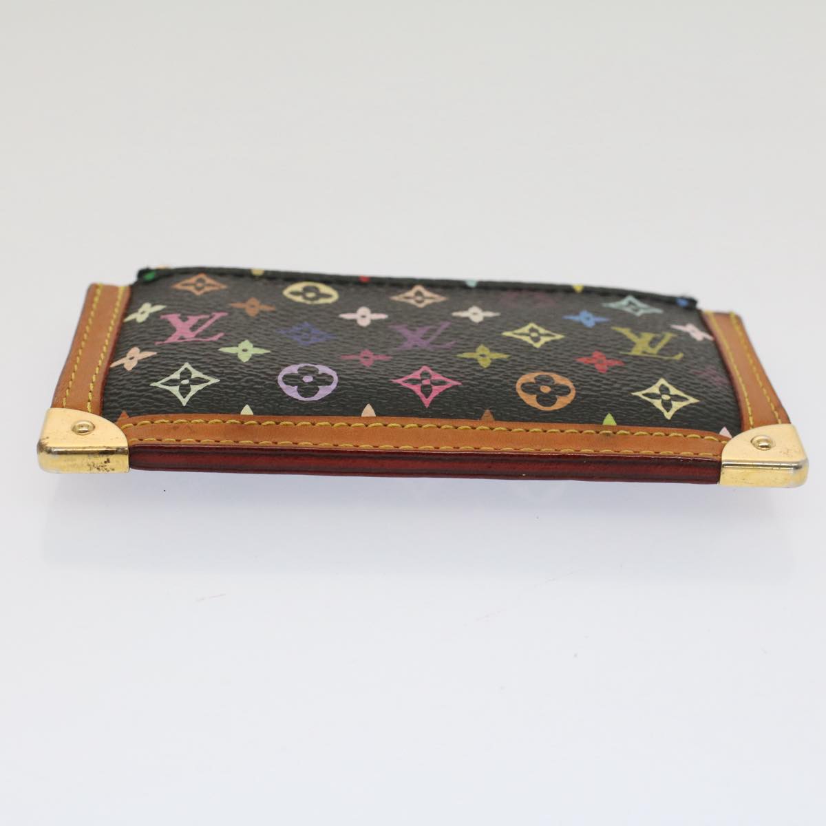 LOUIS VUITTON Monogram Multicolor Pochette Cles Purse Black M92654 Auth 52618