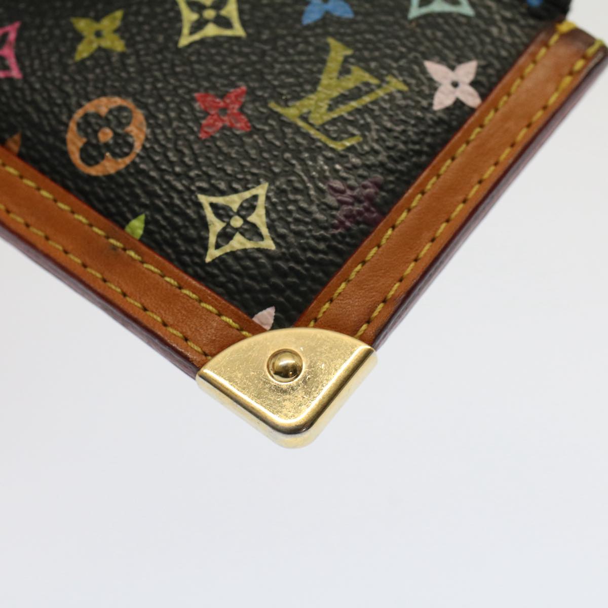 LOUIS VUITTON Monogram Multicolor Pochette Cles Purse Black M92654 Auth 52618