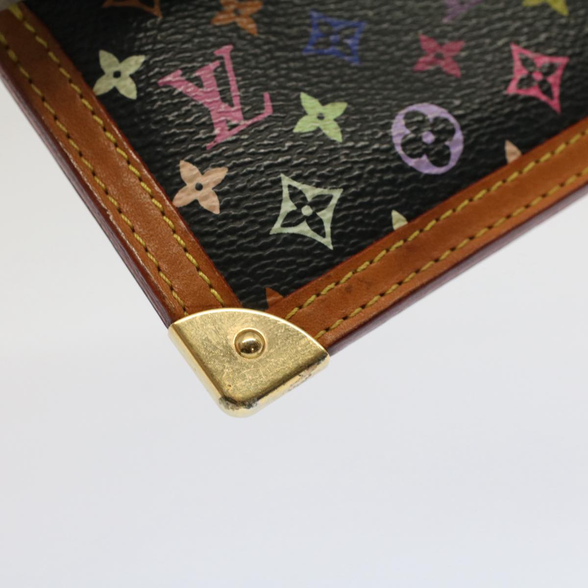 LOUIS VUITTON Monogram Multicolor Pochette Cles Purse Black M92654 Auth 52618