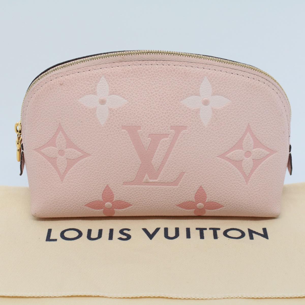 LOUIS VUITTON Monogram Empreinte Pochette Cosmetic Pouch Pink M80502 Auth 52622