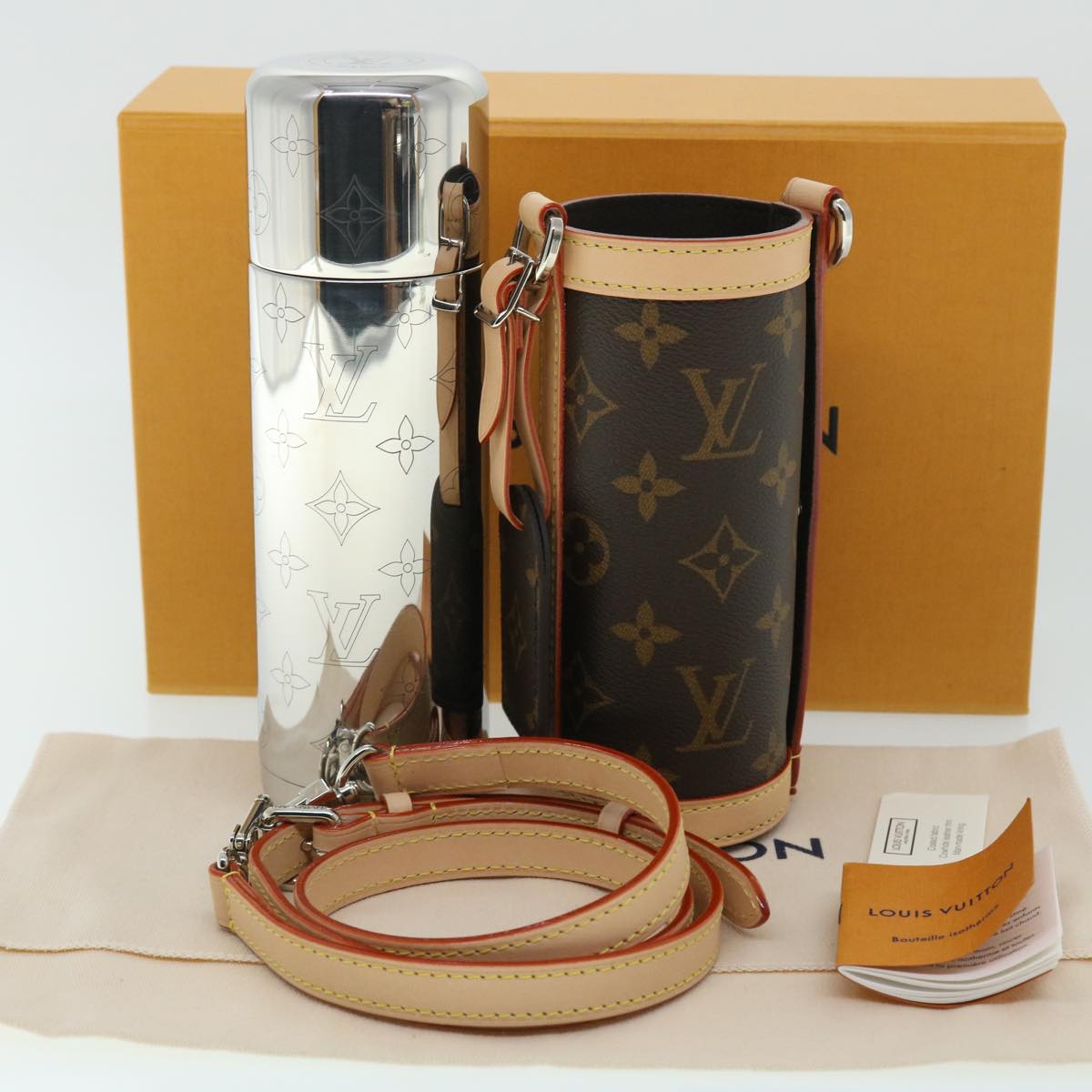 LOUIS VUITTON Monogram Flask Holder Water Bottle GI0518  52637A