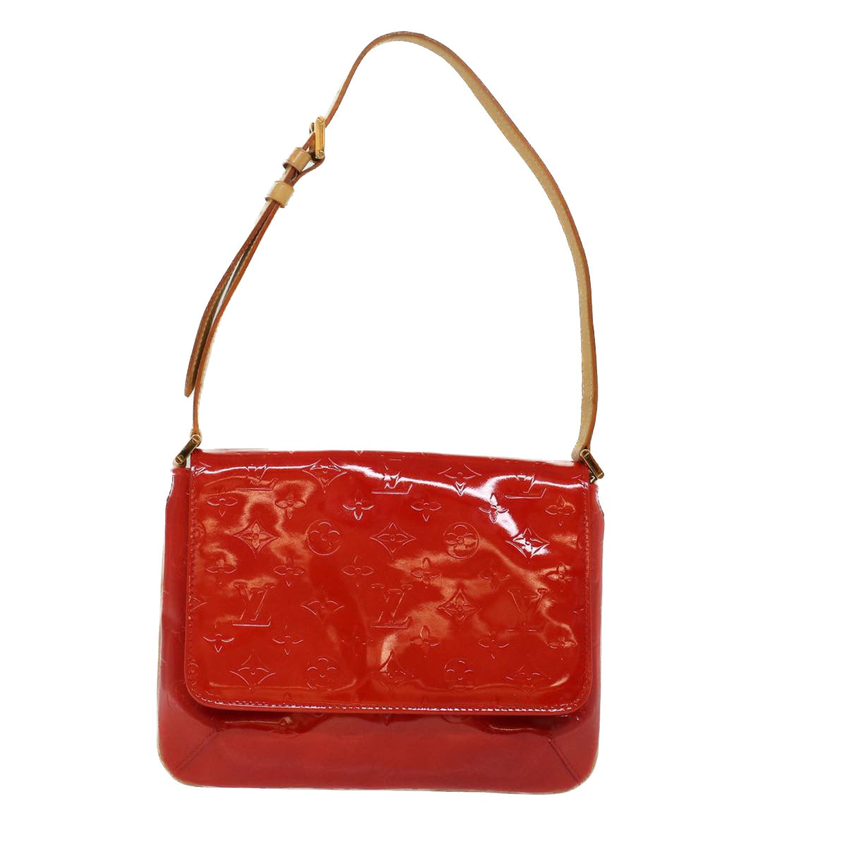 LOUIS VUITTON Monogram Vernis Thompson Street Shoulder Bag Red M91094 Auth 52690