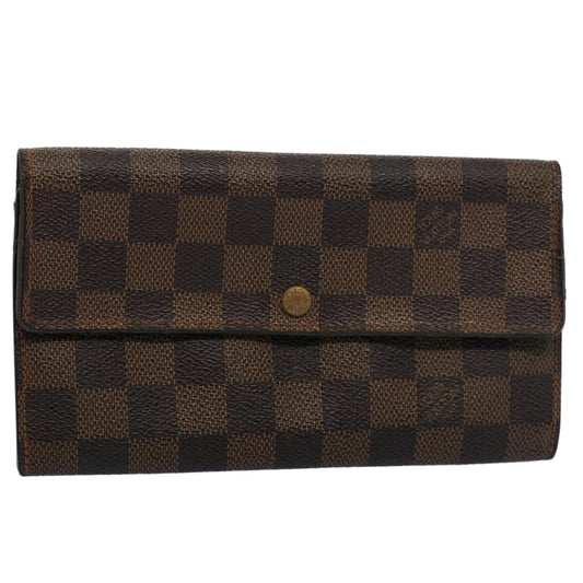 LOUIS VUITTON Damier Ebene Portefeuille Sarah Long Wallet N61734  52795