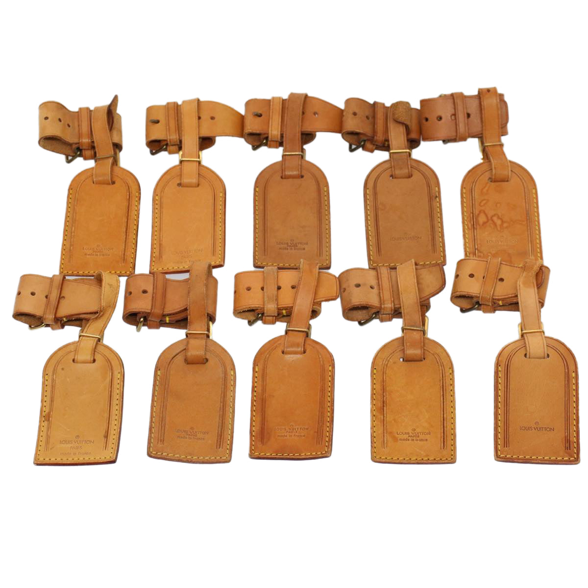 LOUIS VUITTON Powanie Name Tag Leather 10set Beige  52818