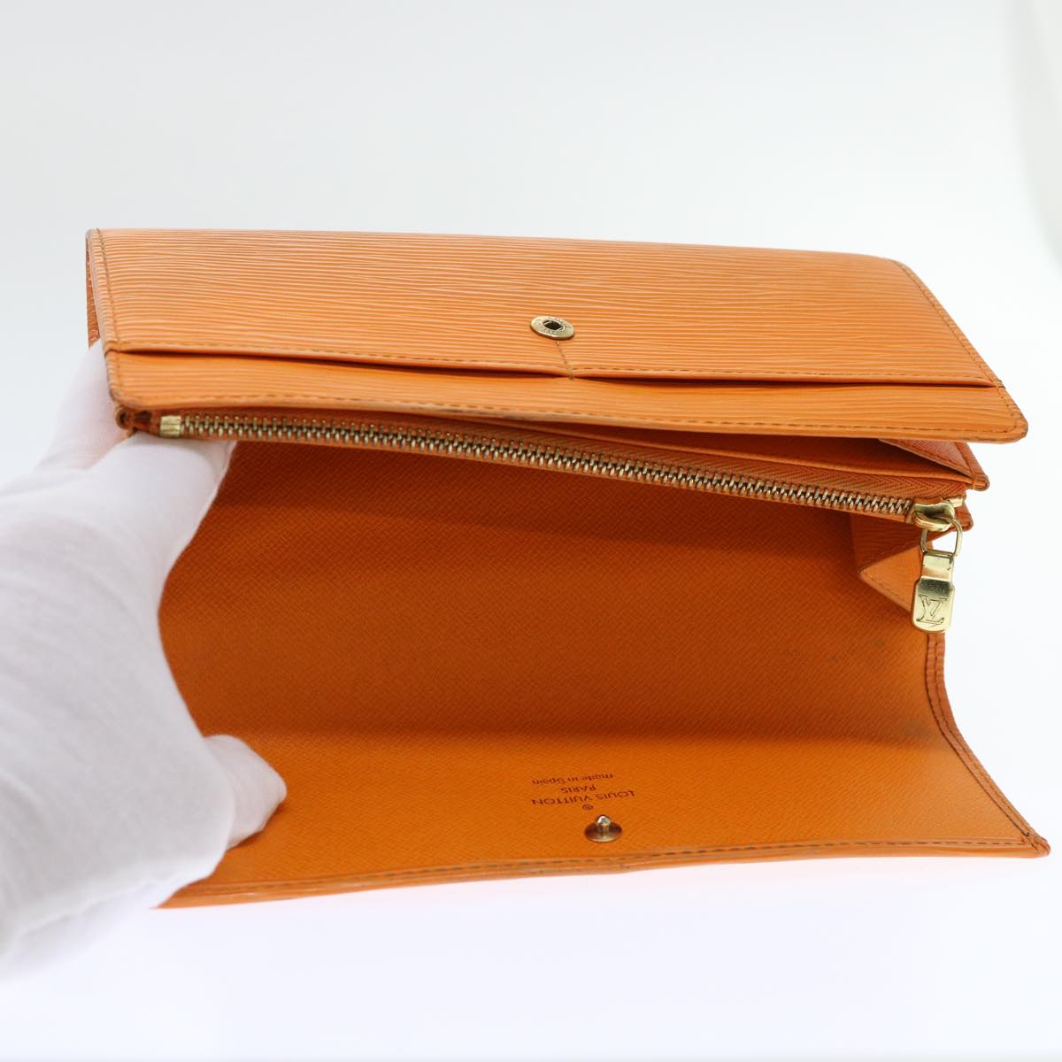 LOUIS VUITTON Epi Porte Monnaie Credit Wallet Orange Mandarin M6359H Auth 52891