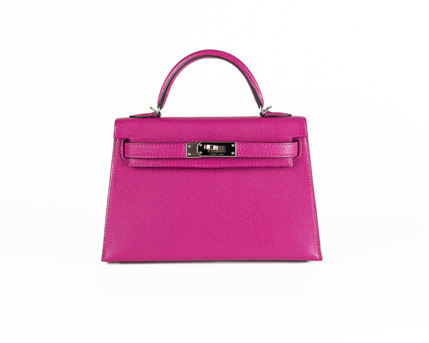 Hermes 20cm Rose Pourpre Chevre Mini Kelly w/ Palladium Hardware