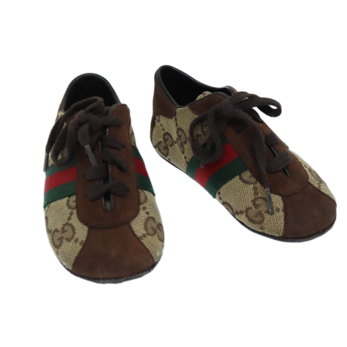 GUCCI GG Canvas Web Sherry Line Baby Shoes Beige Red Green 72077