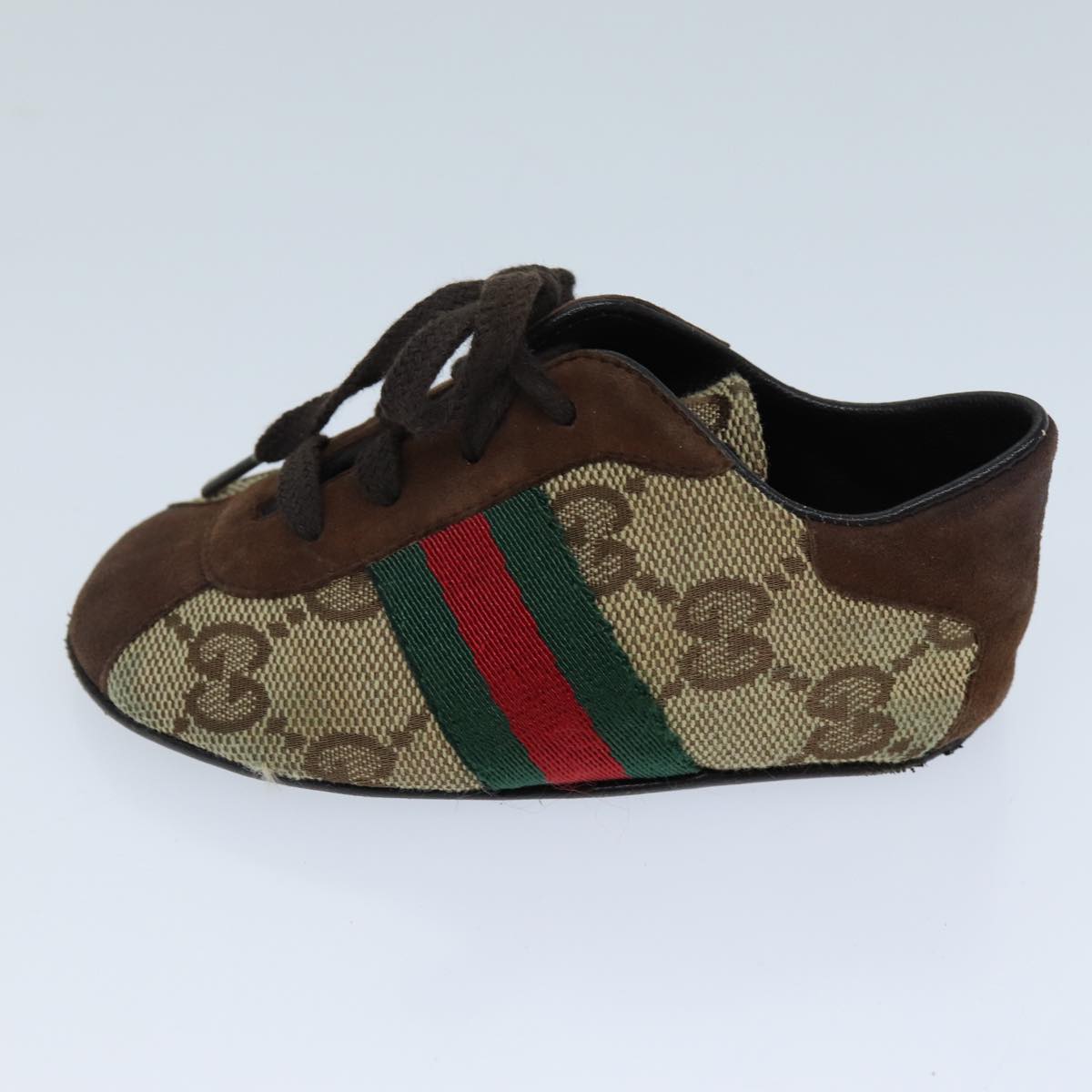 GUCCI GG Canvas Web Sherry Line Baby Shoes Beige Red Green 72077