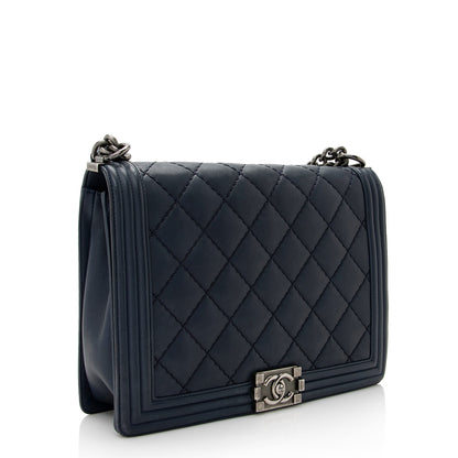 Chanel Calfskin Double Stitch Large Boy Bag (22183)