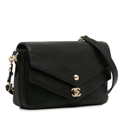 Chanel Calfskin Elaphe Double Chevron Flap (L3u8Dw)