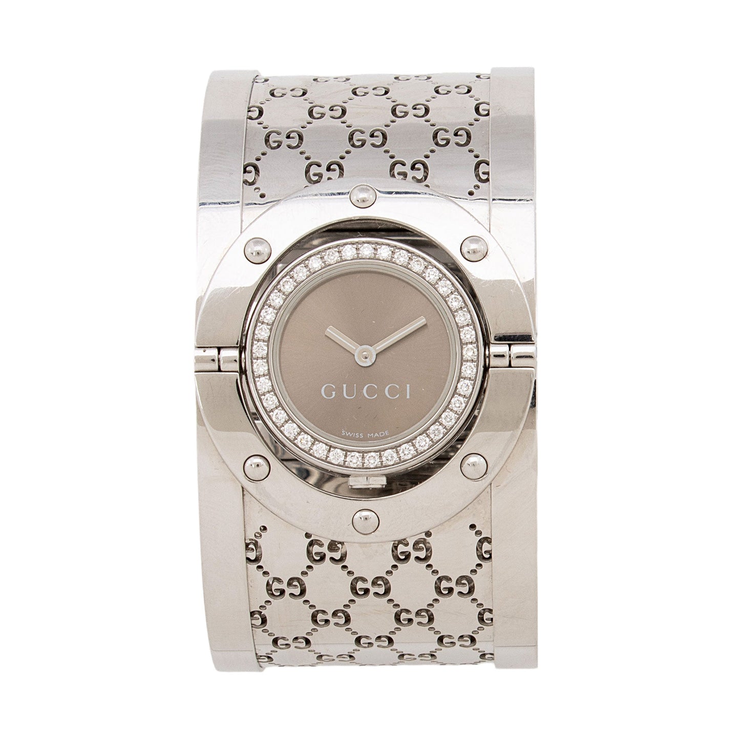 Gucci Stainless Steel Diamond GG Twirl Wide Watch (NxQMJm)