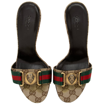 Gucci GG Canvas Web Hysteria Slide Sandals - Size 7 / 37 (SHF-g5YmqX)