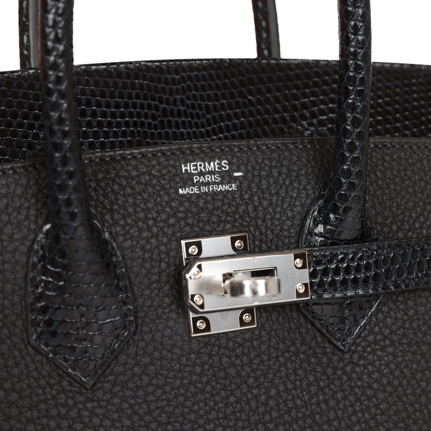 Hermes Birkin 25 Black Lizard and Togo Touch Palladium Hardware