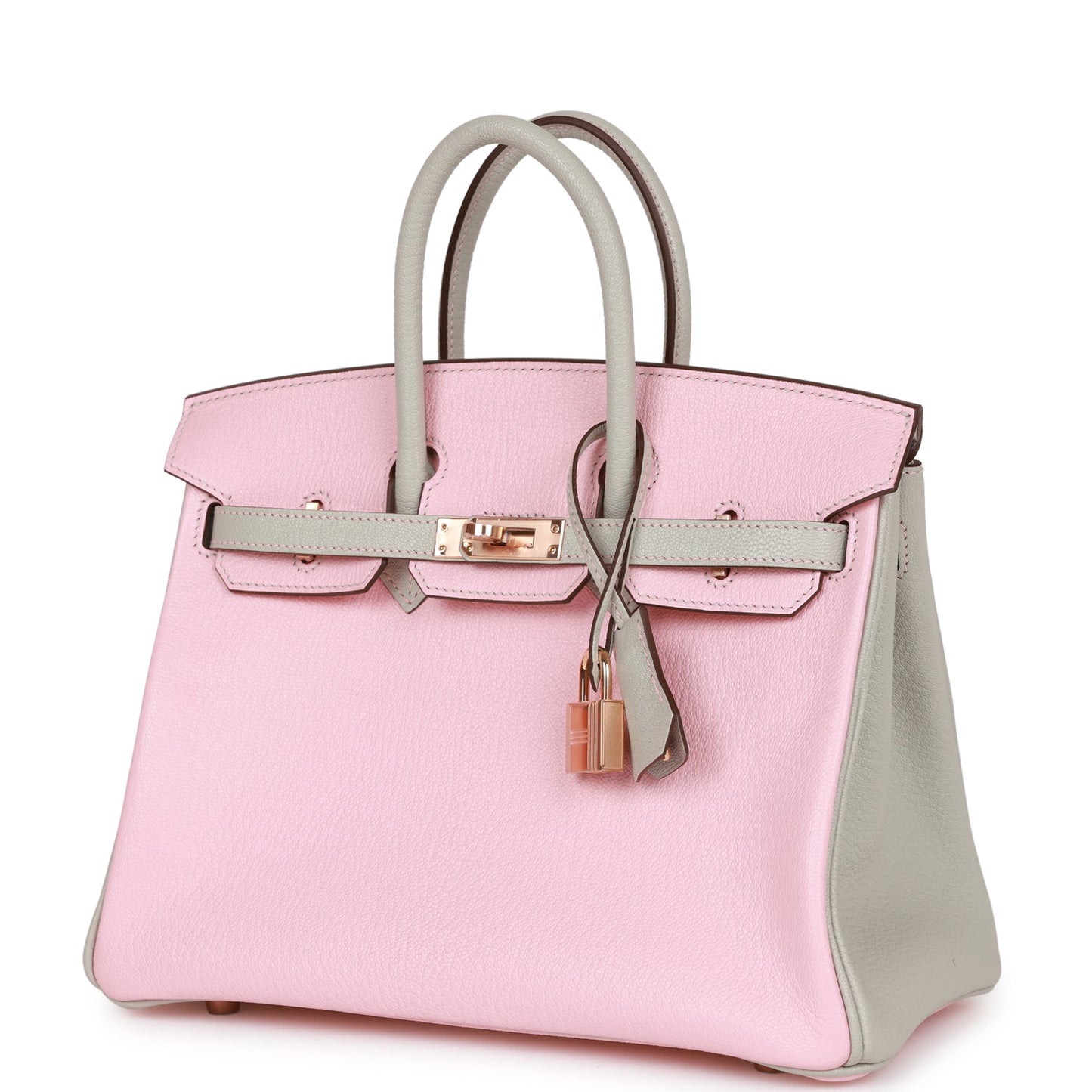 Hermes Birkin 25 HSS Rose Sakura and Gris Perle Chevre Mysore Rose Gold Hardware