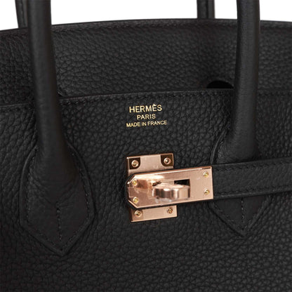 Hermes Birkin 25 Black Togo Rose Gold Hardware