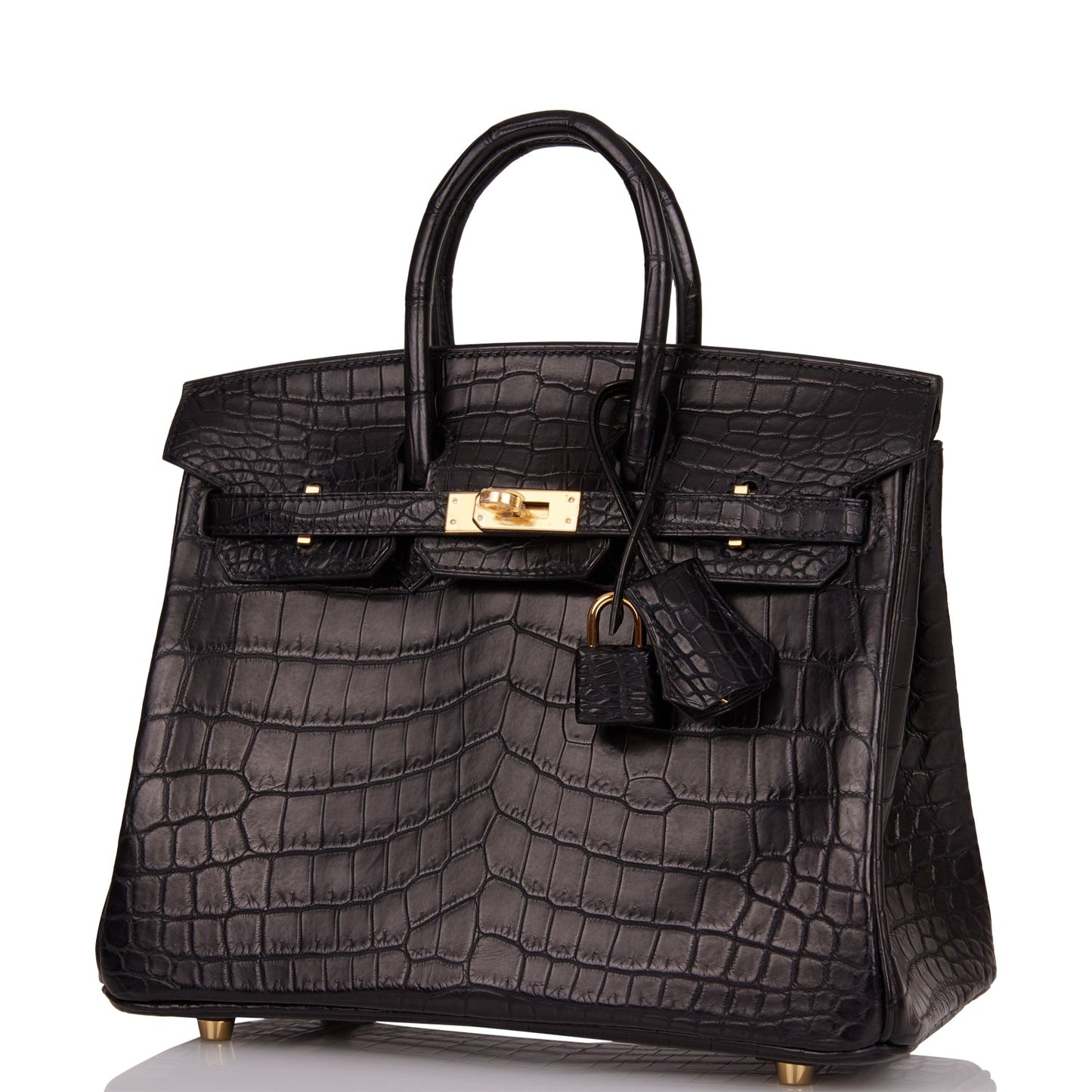 Hermes Birkin 25 Black Matte Niloticus Crocodile Gold Hardware