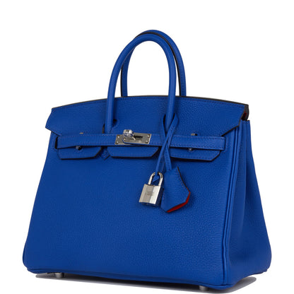 Hermes Birkin 25 Bleu Royal Verso Togo Palladium Hardware