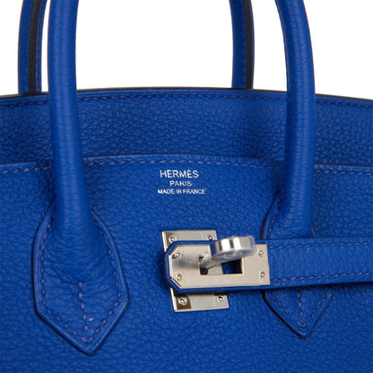 Hermes Birkin 25 Bleu Royal Verso Togo Palladium Hardware