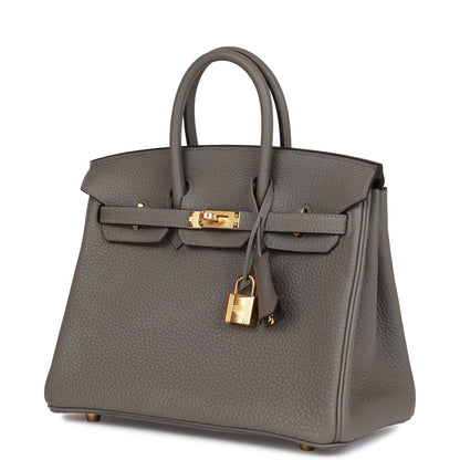 Hermes Birkin 25 Gris Meyer Togo Gold Hardware