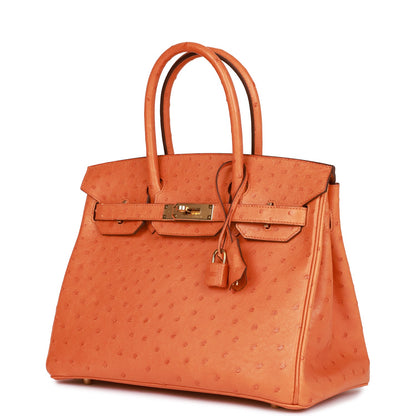 Top Quality Hermes Birkin 30 Abricot Ostrich Gold Hardware