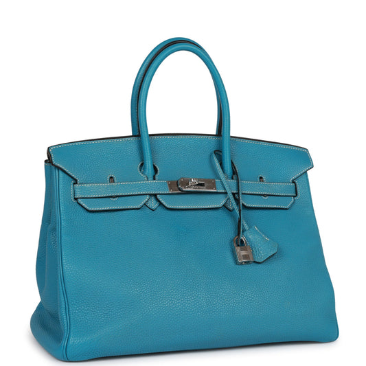 Top Quality Hermes Birkin 35 Bleu Jean Togo Palladium Hardware