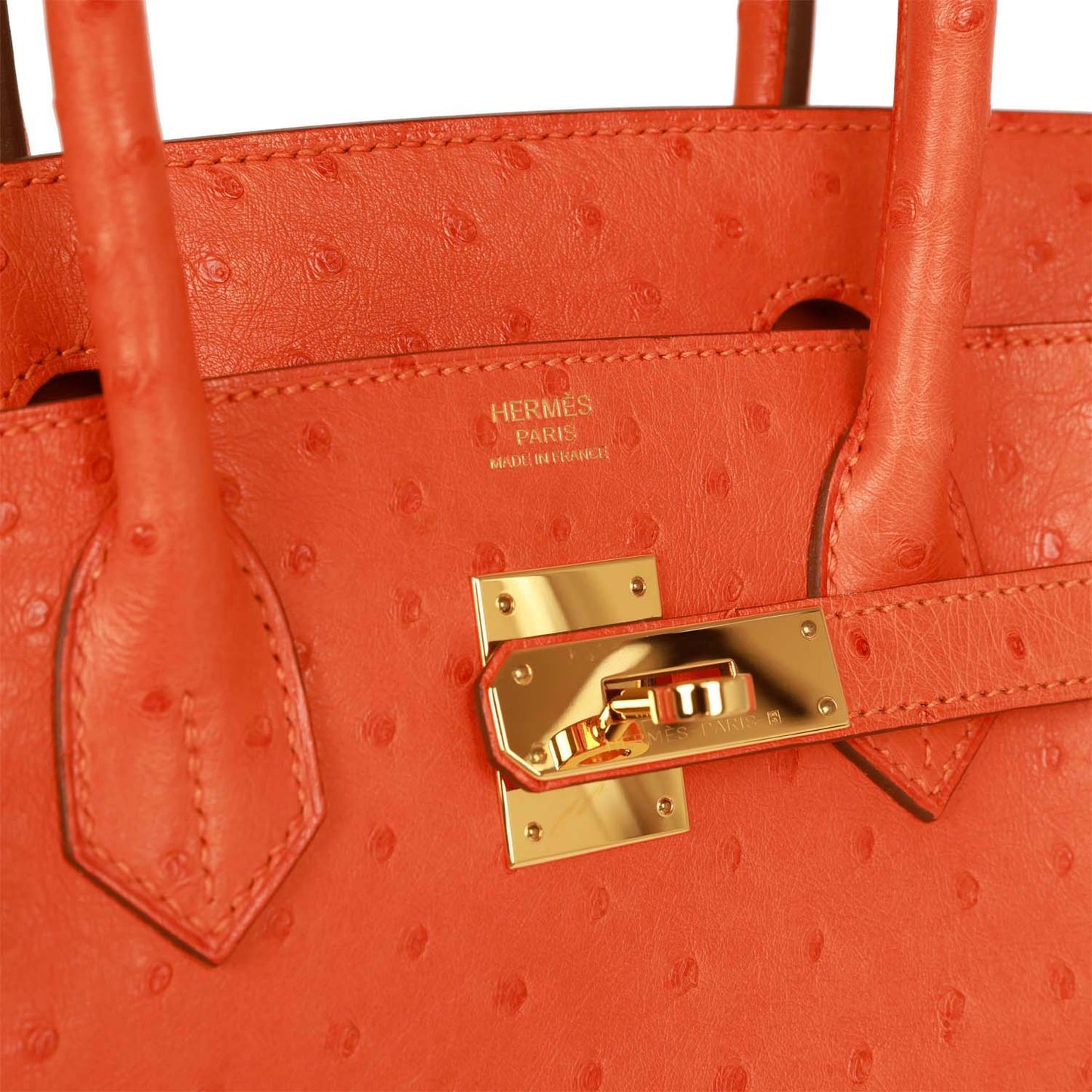 Top Quality Hermes Birkin 30 Tangerine Ostrich Gold Hardware