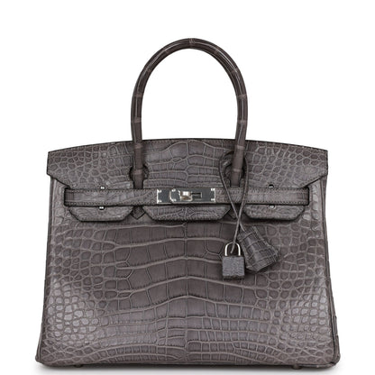 Top Quality Hermes Birkin 30 Gris Paris Matte Alligator Palladium Hardware