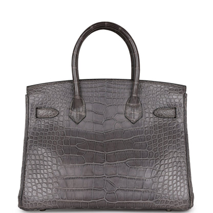 Top Quality Hermes Birkin 30 Gris Paris Matte Alligator Palladium Hardware