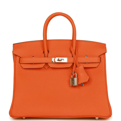 Hermes Birkin 25 Orange Minium Togo Palladium Hardware