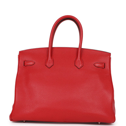 Top Quality Hermes Birkin 35 Rouge Casaque Clemence Palladium Hardware