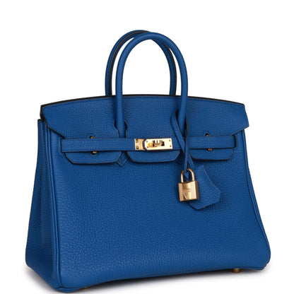 Top Quality Hermes Birkin 25 Bleu France Togo Gold Hardware