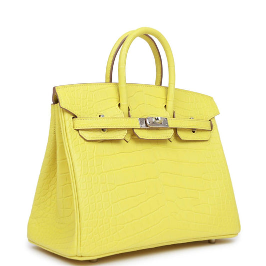 Hermes Birkin 25 Lime Matte Alligator Palladium Hardware