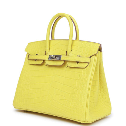 Hermes Birkin 25 Lime Matte Alligator Palladium Hardware