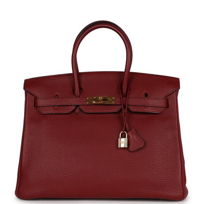 Top Quality Hermes Birkin 35 Rouge H Togo Gold Hardware