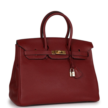 Top Quality Hermes Birkin 35 Rouge H Togo Gold Hardware