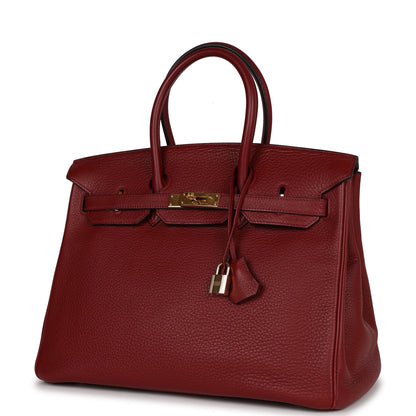 Top Quality Hermes Birkin 35 Rouge H Togo Gold Hardware