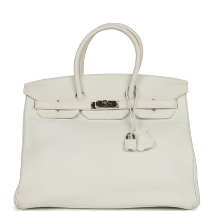 Top Quality Hermes Birkin 35 White Togo Palladium Hardware