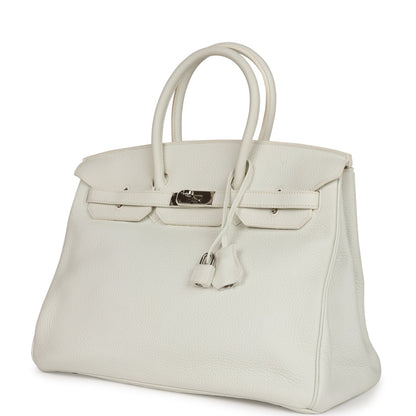 Top Quality Hermes Birkin 35 White Togo Palladium Hardware